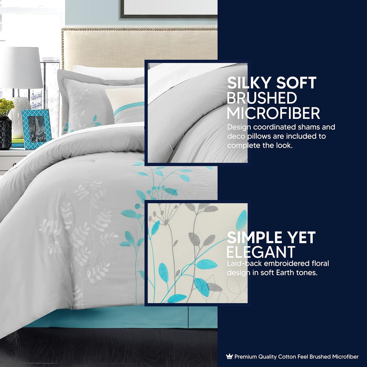 Chic Home 8 Piece Bliss Garden Comforter Set, King, Turquoise