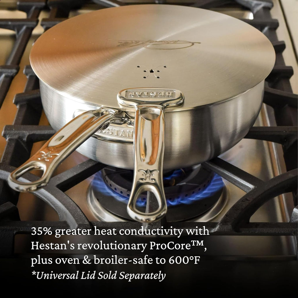 Thomas Keller Insignia by Hestan - 2 Quart Saucier Pan with Lid, Commercial Clad Stainless Steel, Induction Compatible, Oven Safe - Professional Cookware