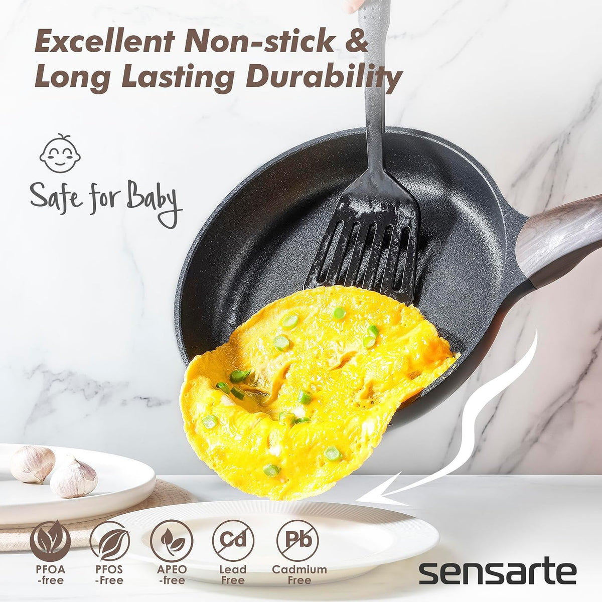 SENSARTE 26 Pcs Pots and Pans Set Nonstick,Kitchen Cooking Set,1.5 Quart Nonstick Sauce Pan with Lid,Non stick Saucier Pan, Induction Comptable, PFOA Free