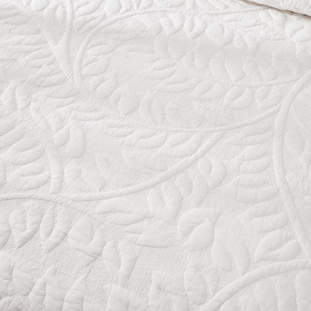 MarCielo 3-Piece 100% Cotton Oversized Bedspread Lightweight Quilt Coverlet Embroidery Farmhouse Bedding Set T0 (Bright White, Oversized King (118'x106'))