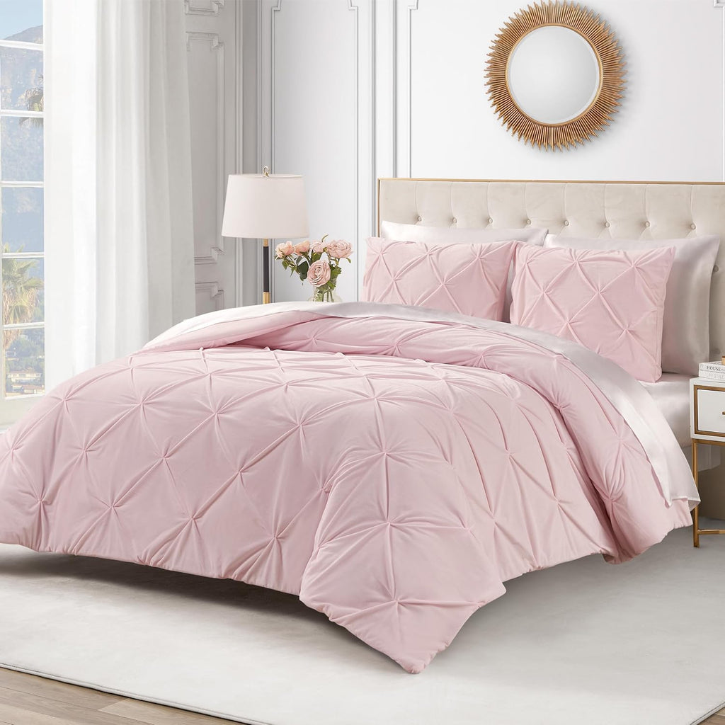 Juicy Couture Kiss Pleat Plush Micromink Light Pink King Comforter Set - Cozy 3 Piece Bedding Ensemble