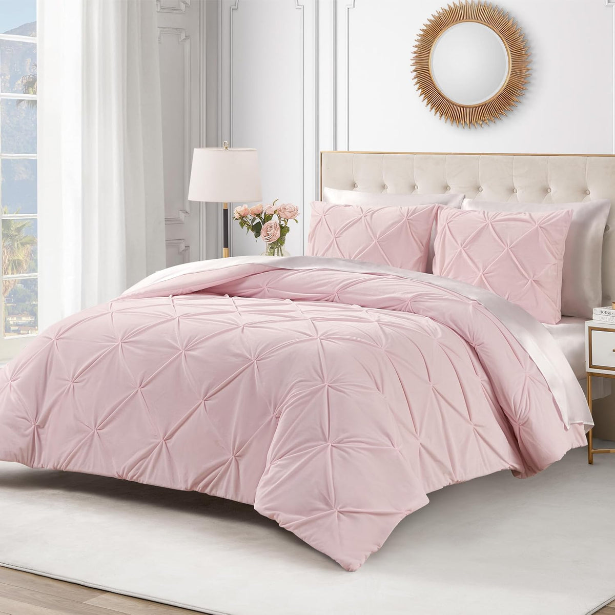 Juicy Couture Kiss Pleat Plush Micromink Light Pink King Comforter Set - Cozy 3 Piece Bedding Ensemble