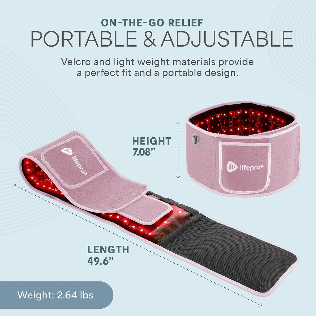 Lifepro Red Light Therapy Belt – Infrared Red Light Therapy for Body, Back Pain and Shoulder - 660nm & 850nm Near Infrared Heating Pad – Adjustable & Portable for Wellness & Relaxation