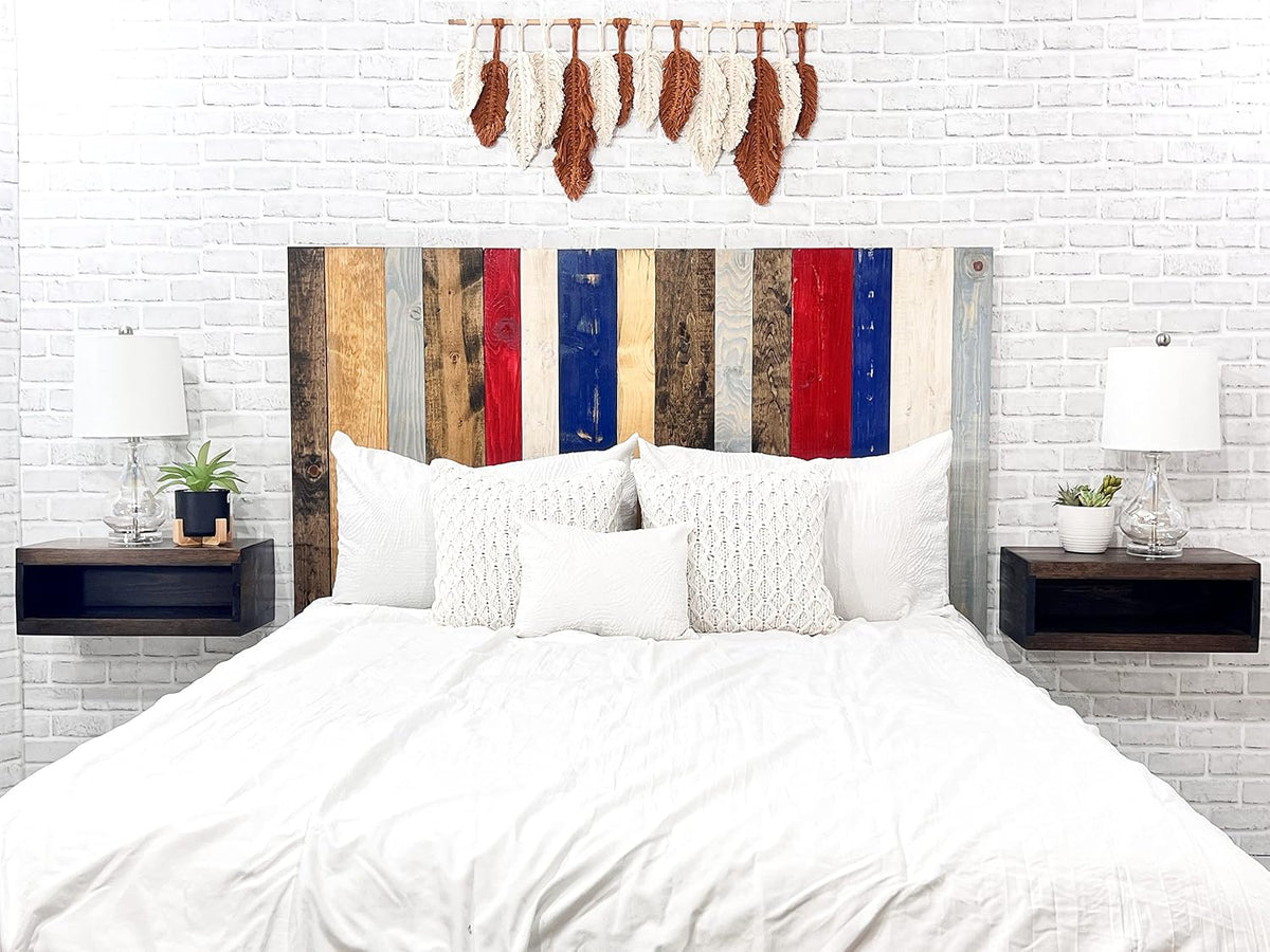 Barn Walls Solid Wood Headboard Handcrafted Americana Mix Floating Panels Wall Mount Adjustable Height Twin