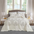 CHIXIN Bedspread Coverlet Set Queen Size - Lightweight Bedding Cover - Beautiful Stitching - 5 Piece Reversible Bedspread - Luxury Damask Paisley Pattern (Queen, Ivory)