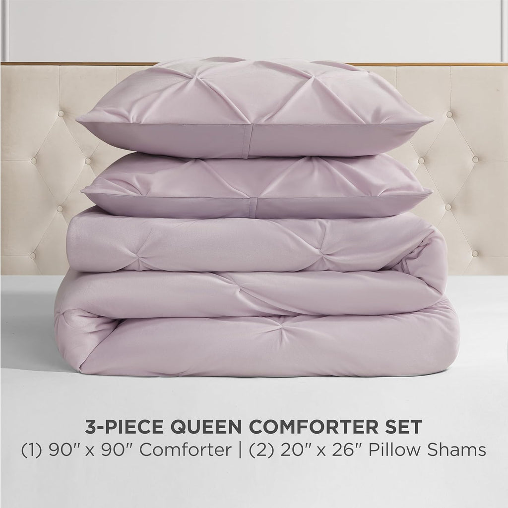 Juicy Couture Kiss Pleat Plush Micromink Lavender Purple Full/Queen Comforter Set - Cozy 3 Piece Bedding Ensemble