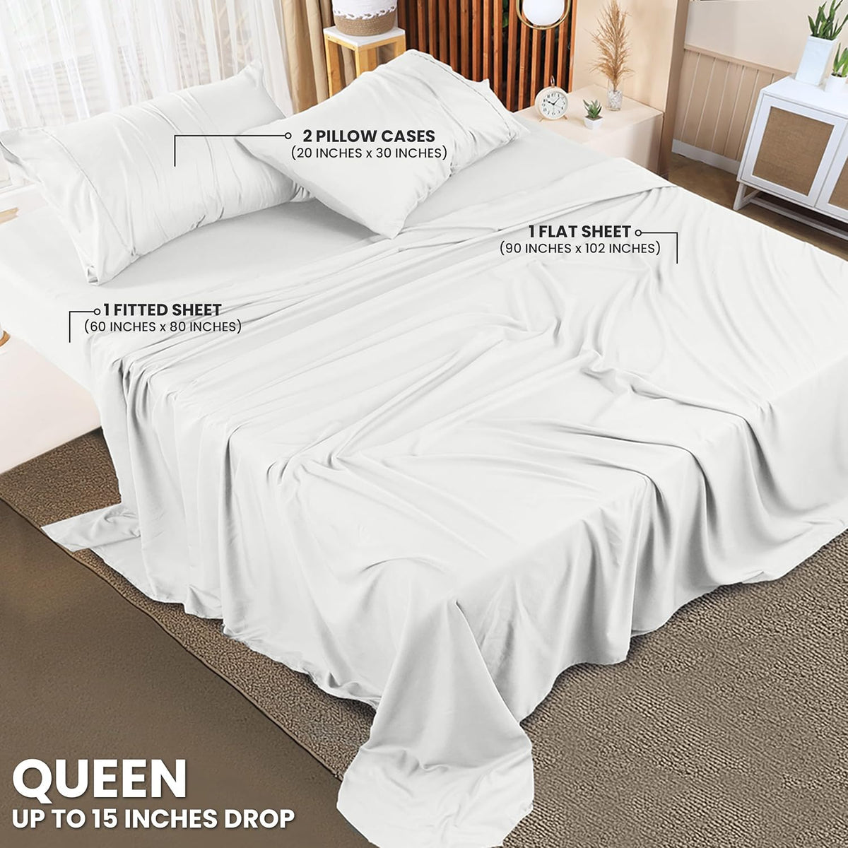 Utopia Bedding Queen Size Sheet Set - Bulk Pack of 10 Bed Sheets Set 4 Piece - Soft Brushed Microfiber - Deep Pockets - Shrinkage & Fade Resistant - Easy Care (White)