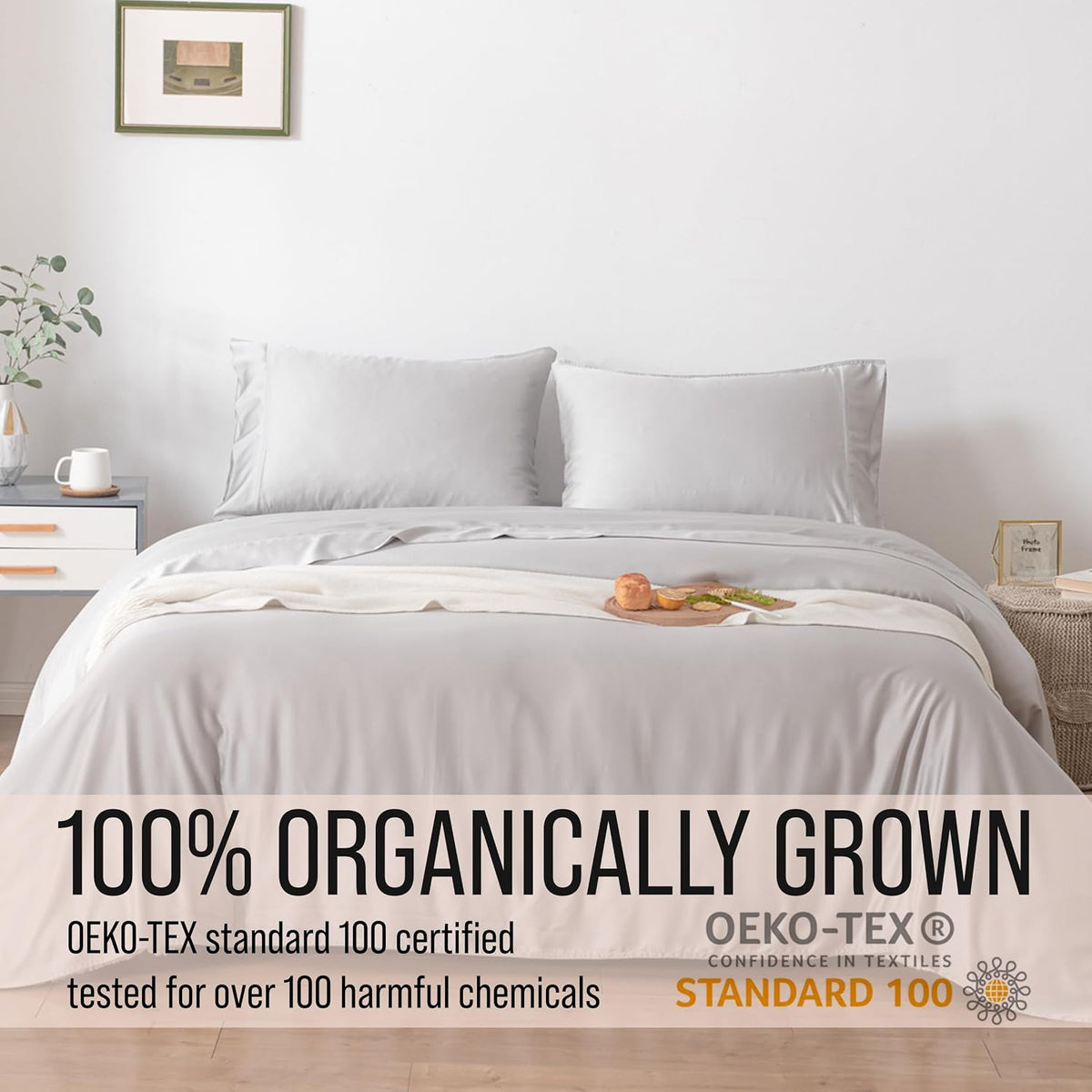 Bella Coterie Luxury Bamboo Viscose King Size Sheet Set | 100% Organically Grown | Ultra Soft | Cooling for Hot Sleepers | 18' Deep Pocket [Grey Mist]