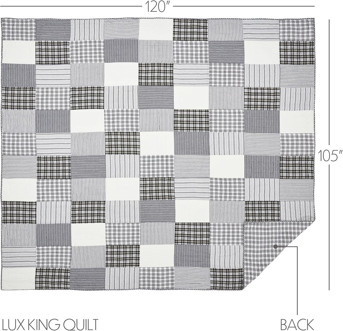 VHC Brands Sawyer Mill Black 8 Piece Luxury King Quilt Set (1 Quilt, 2 King Shams, 2 Pillowcase, 2 Euro Shams, 1 Bed Skirt)