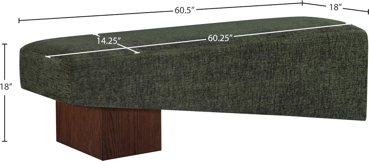 Meridian Furniture Alora Green Polyester Fabric Bench