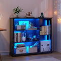 3-Tier LED Bookshelf with Lights - Motion Sensor Bookcase - USB Charging Module - Adjustable Display Shelf for Gaming Room Bedroom Living Room Home Office - 47.24 W x 40 H - Black