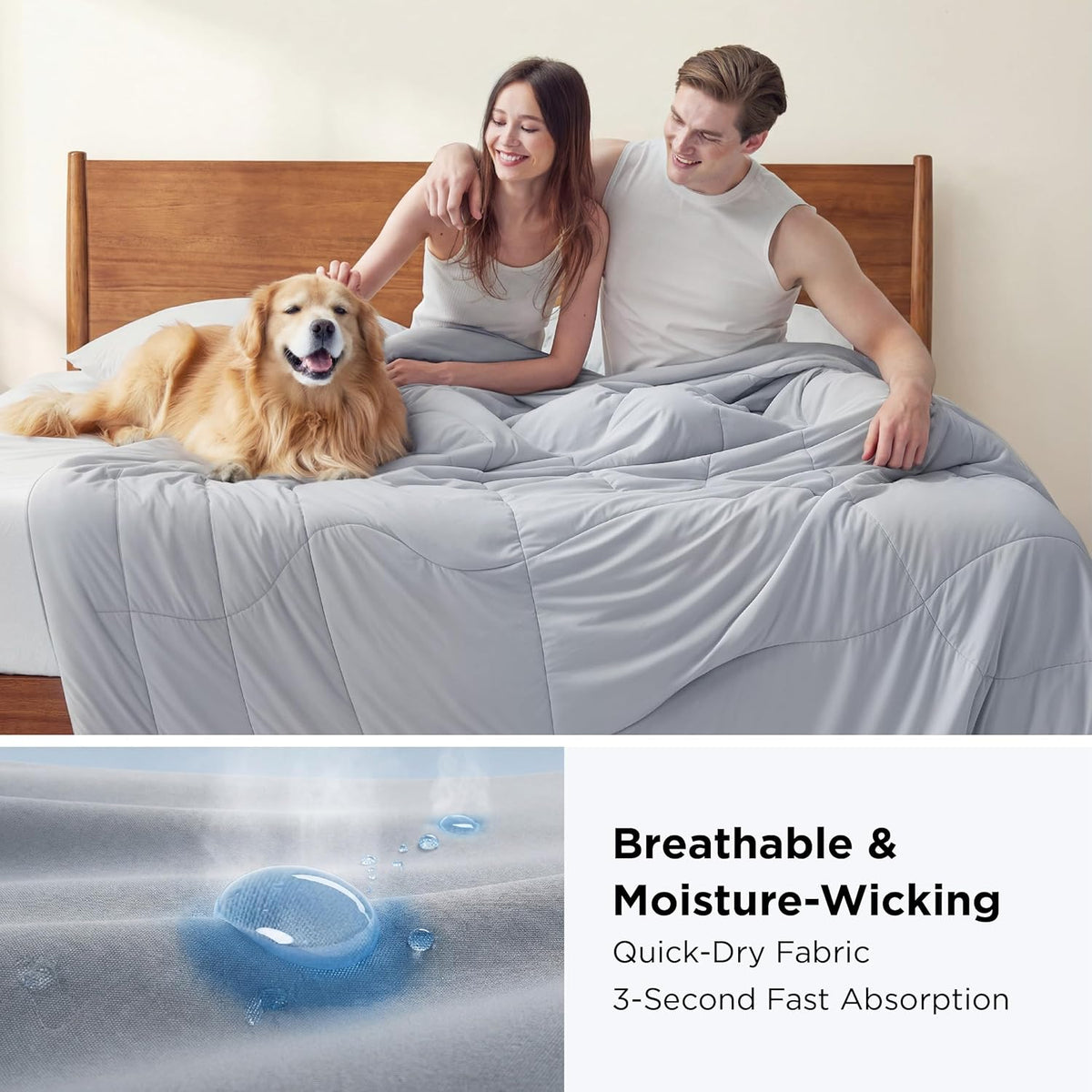 Bedsure Cooling Comforter Cal King - Cooling Blankets for Hot Sleepers, Lightweight Comforter for Summer with Dual-Sided Cool Tech, Soft Breathable Cold Blanket for Sleeping, Grey, 102x96 Inches