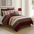 LANCO MODERN LIFESTYLE California King Comforter Set, Berry Taupe Bedding Set, Jacquard Woven with Embroidery, 8 Pieces Bed in a Bag, Bed Skirt, Shams and Decorative Pillows