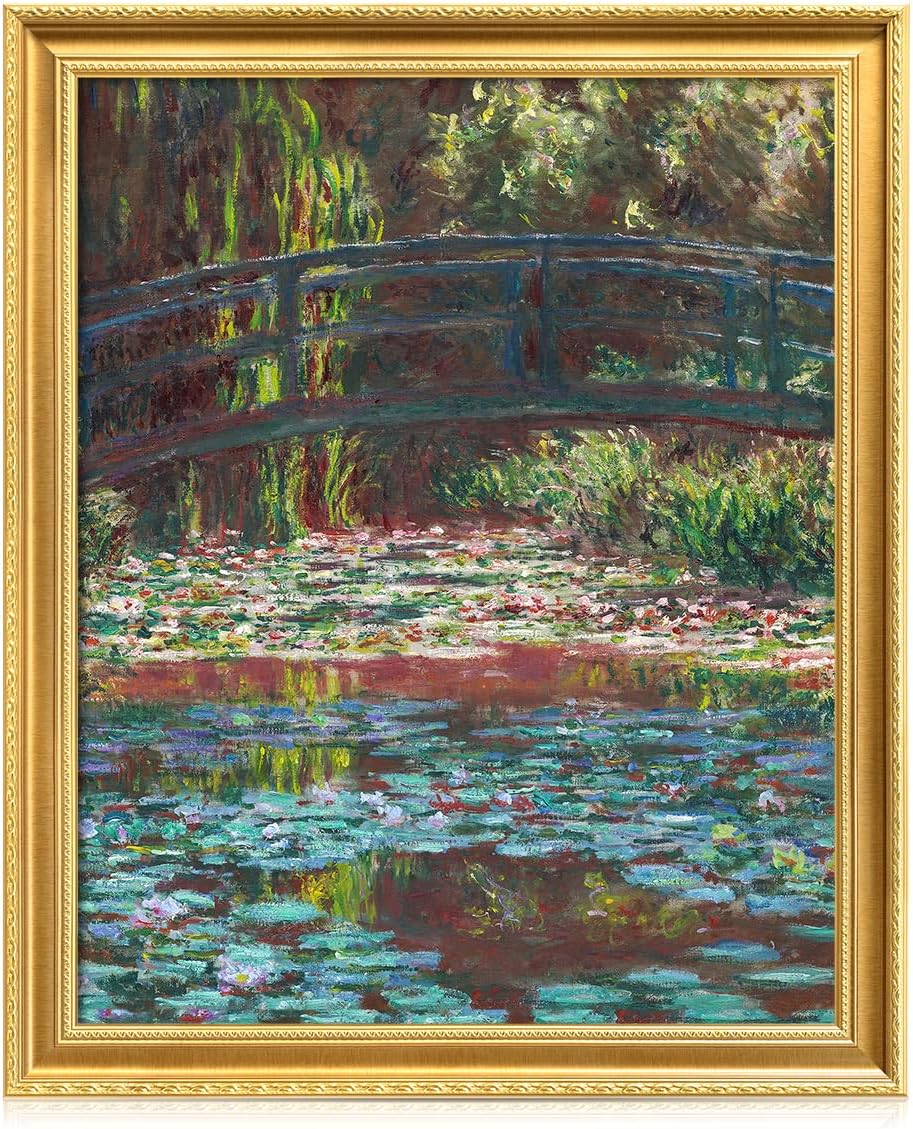 DECORARTS - Claude Monet Water Lily Pond Giclee Print with Gold Solid Wood Frame, Impressionist Large Framed Wall Art, Ready to Hang, Framed Size 28.75x34.75, Made in USA
