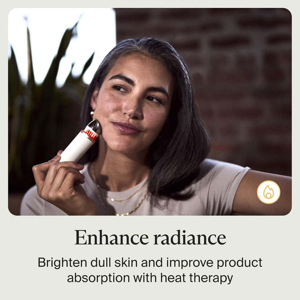 Therabody TheraFace Depuffing Wand – Cold and Heat Skincare Treatment to Depuff and Glow; Beauty Wand, Face Roller and Eye Massager for Eye Puffiness, Dark Circles and Skin Radiance (White)