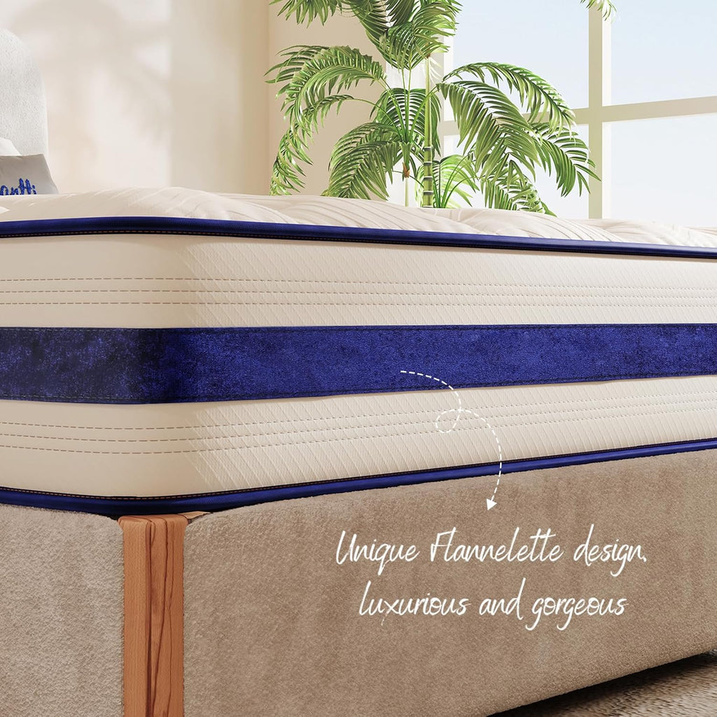Vesgantti Twin Mattress,12 Inch Hybrid Innerspring Mattress in a Box with Memory Foam,Back Support & Pressure Relief,Medium Firm Feel for Teenagers (Twin Size)
