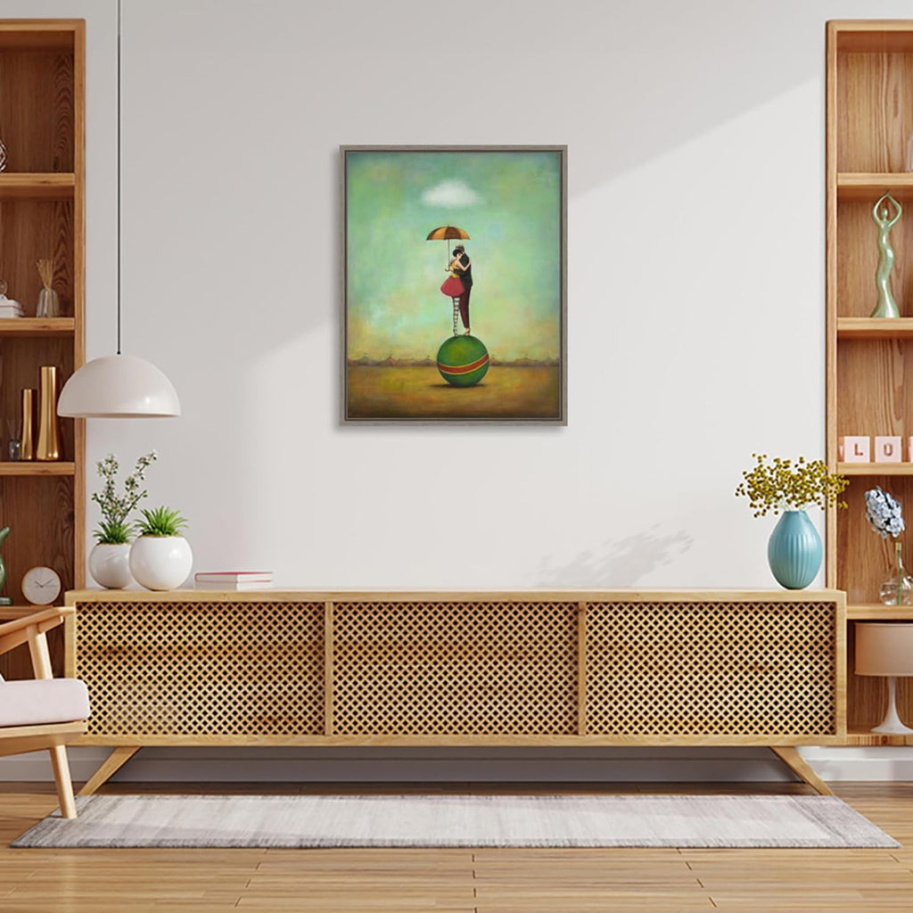 Amanti Art Framed Canvas Wall Art 28x23 Circus Romance by Duy Huynh, Framed Wall Art Canvas, Entertainment Artwork, Country Rustic Decor, Medium Poster Painting for Living Room, Bedroom, Bathroom,