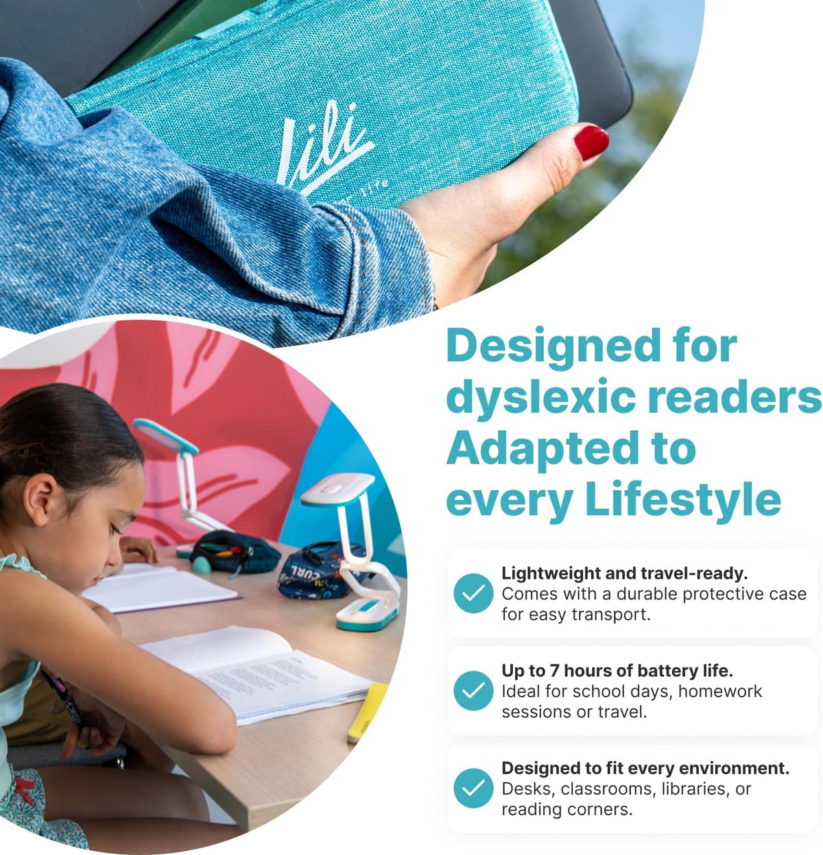 Reading Lamp for Dyslexic Kids & Adults – Patented Modulated Light Technology Reduces Visual Stress – Improves Reading Comfort, Fluency & Focus – Designed and Made in France