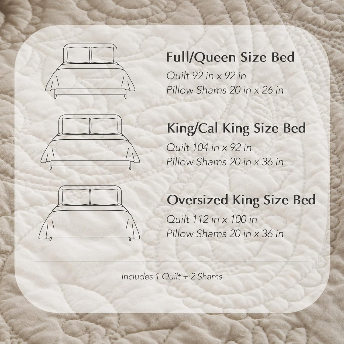 EVERGRACE 100% Cotton Paisley Quilt Set, Oversized King 3 Piece Set – Prewashed Lightweight Bedspread with 2 Shams, Soft & Breathable Matelasse-Style Quilted Coverlet, Flax Beige