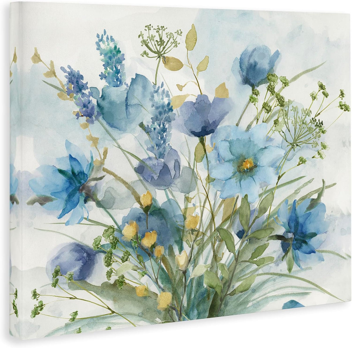 Stupell Industries Blue Toned Wild Flowers Canvas Wall Art Design by Nan, 48 x 36