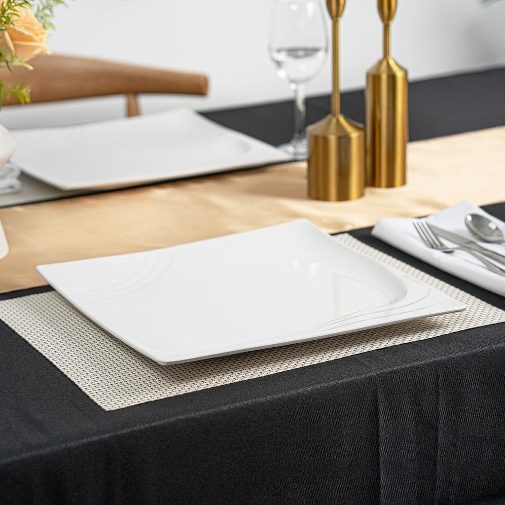 Restaurantware Voga 12 x 12 Inch Serving Plates 10 Square Pasta Plates - Premium Top-Rack DIshwashable White Melamine Serving Platters Serve Appetizers Or Desserts For All Occasions