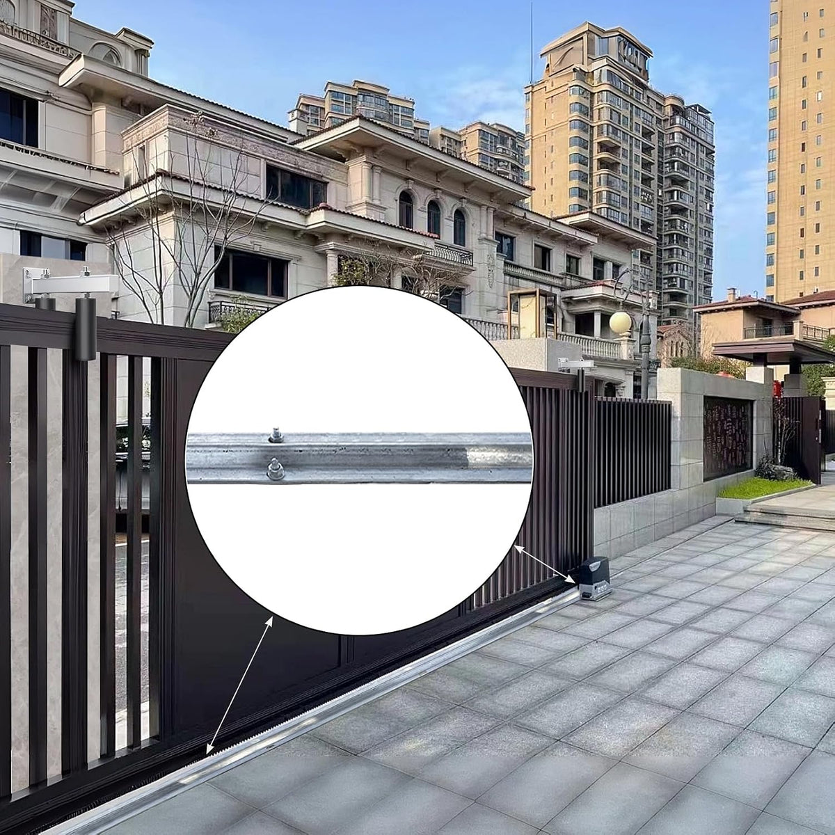 24 Ft V-Track for Sliding Gates, Galvanized Steel Heavy-Duty Inverted V-Groove Track with Hammer Drive Anchors, Durable & Rust-Resistant Rolling Gate Rail for Driveways Systems(4FT6PCS)