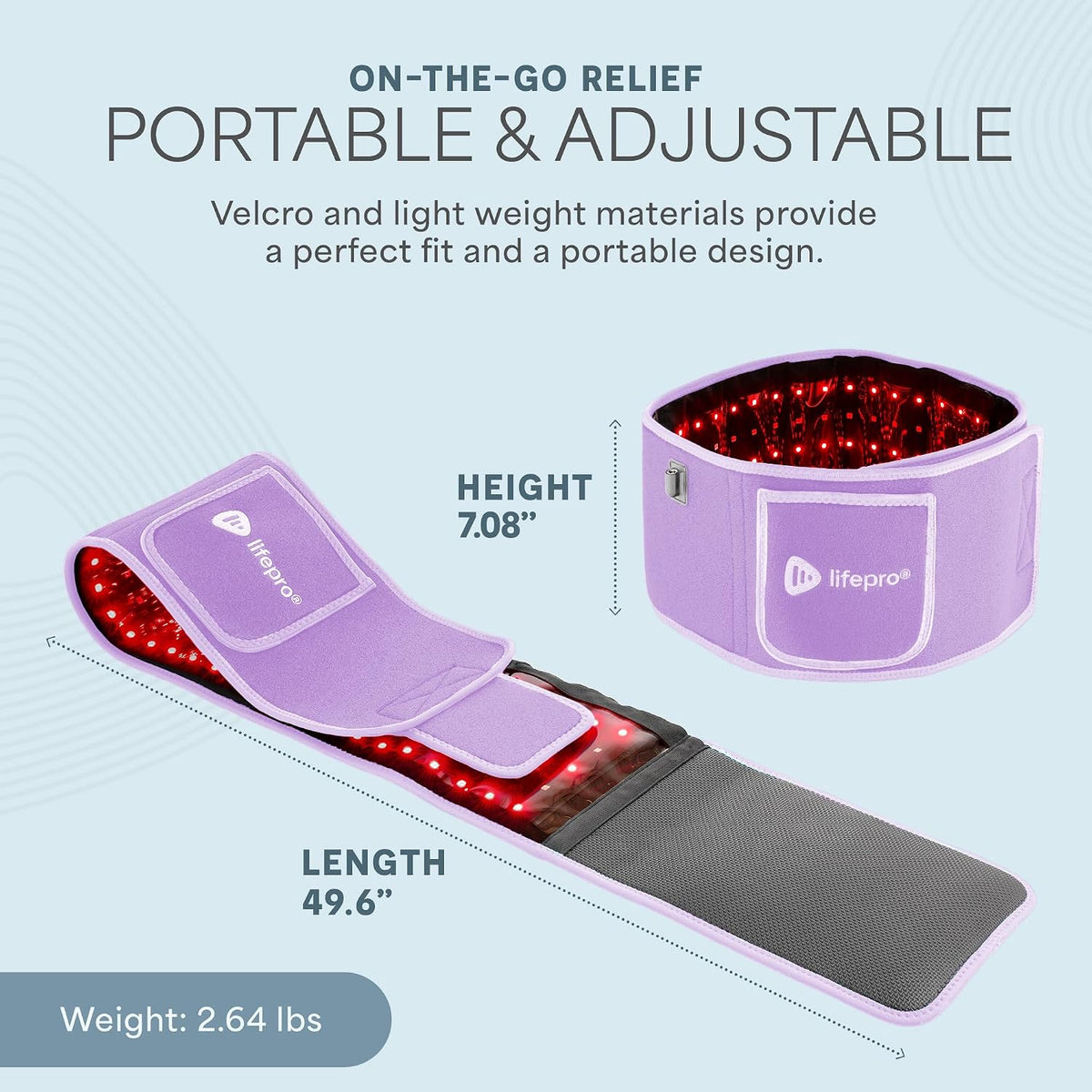 Lifepro Red Light Therapy Belt – Infrared Red Light Therapy for Body, Back Pain and Shoulder - 660nm & 850nm Near Infrared Heating Pad – Adjustable & Portable for Wellness & Relaxation