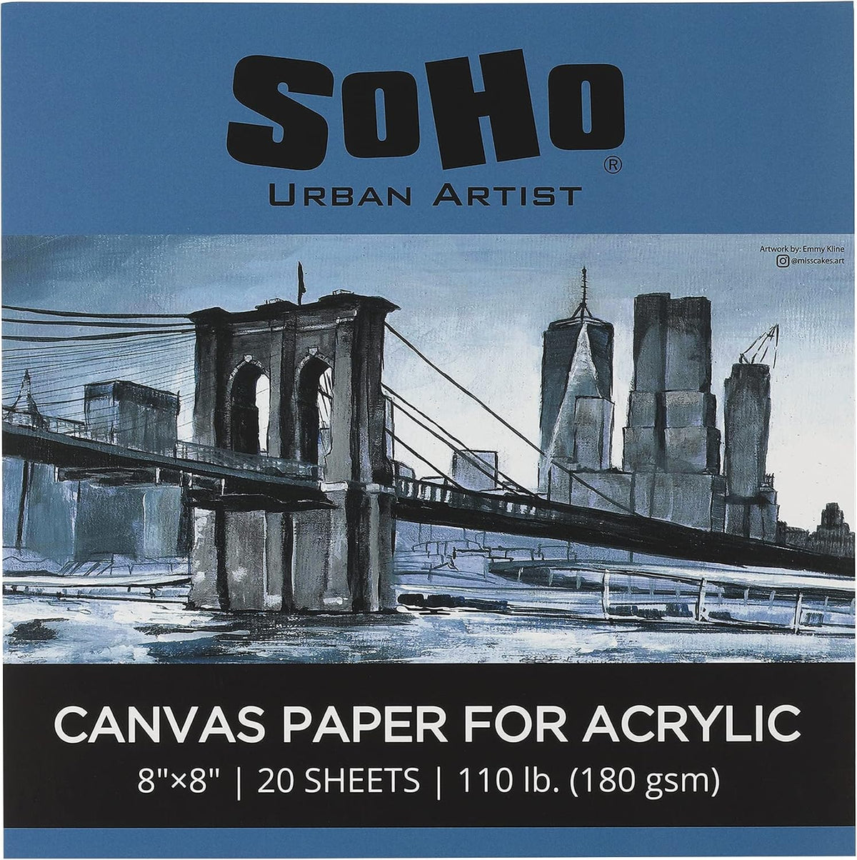 SoHo Urban Artist Acrylic Canvas Pads - Textured Canvas Paper Pad for Painting, Drawing, Pastels, Travel, & More! - [24-Pack - 8x8]