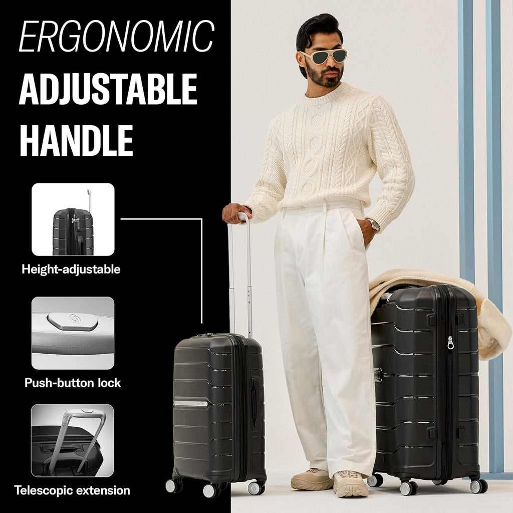 Samsonite Freeform 2-Piece Luggage Set - Carry-On & Large Checked Luggage with Dual Spinner Wheels - Durable Polypropylene Hardshell - TSA Lock, Airline-Approved - Expandable Hard Shell – Black