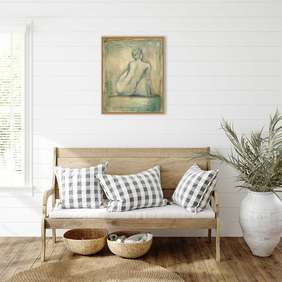 Amanti Art Framed Canvas Wall Art 28x23 Contemporary Figure Study I by Ethan Harper, Framed Wall Art Canvas, Abstract Artwork, Modern Decor, Medium Poster Painting for Living Room, Bedroom, Bathroom,
