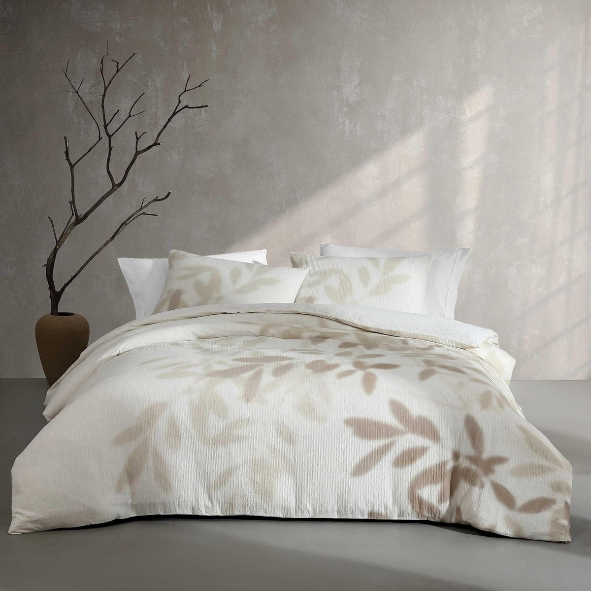 Calvin Klein - Queen Comforter Set, Floral Inspired Soft Bedding with Matching Shams, Oeko-Tex Certified (Shadow Branches Beige, Queen)