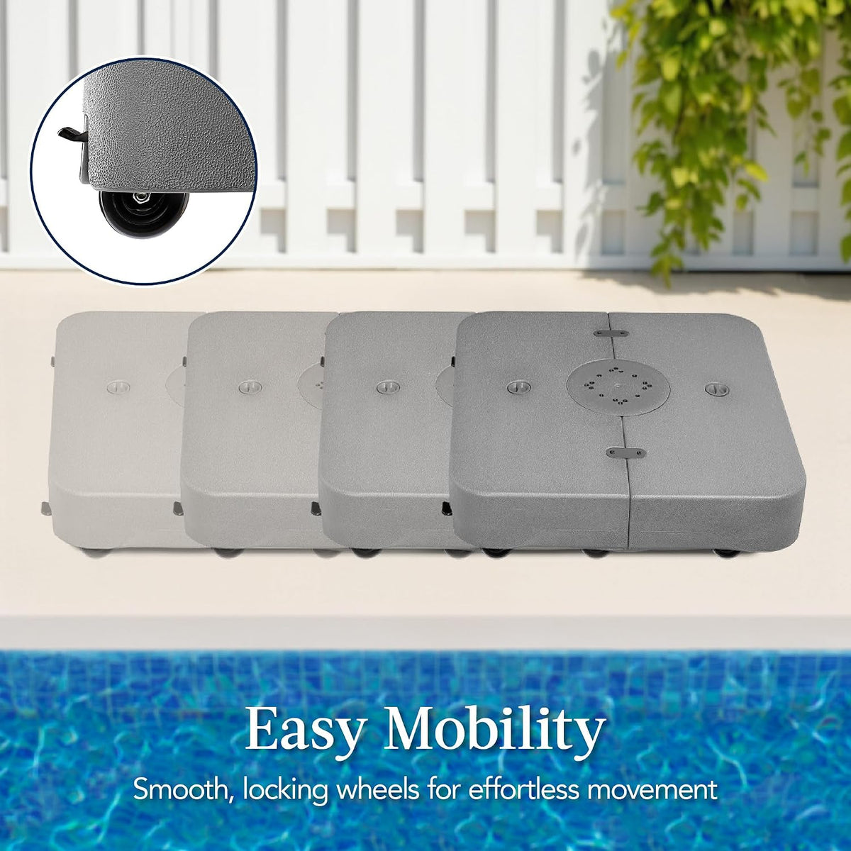 Best Choice Products 330lb Mobile Cantilever Offset Patio Umbrella Base, Universal Fit Heavy-Duty Outdoor Portable Stand w/Wheels Locks, Fillable Weights Set - Gray