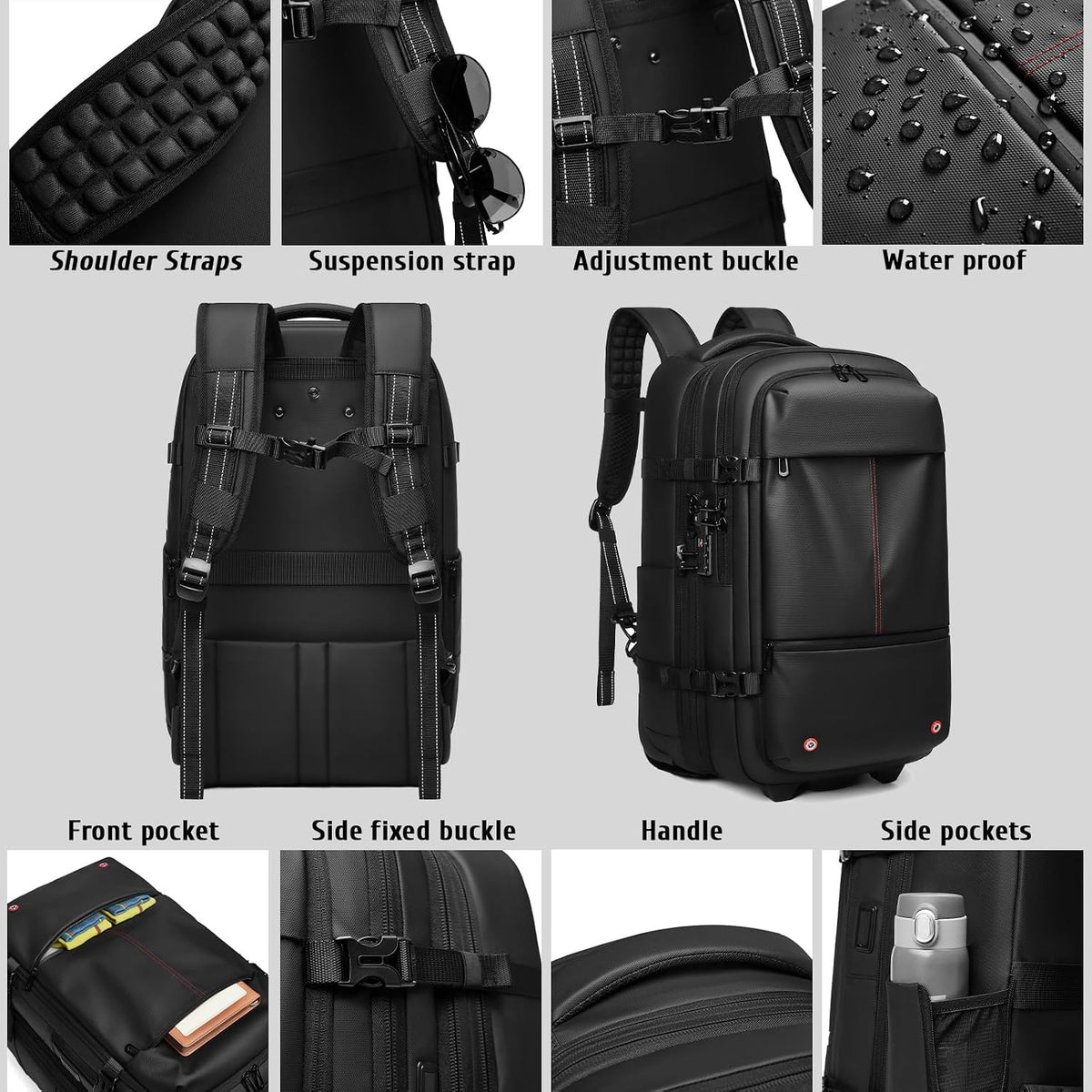 Vacuum Rolling Backpack Travel-Compression Backpacks with Wheels,Air Pump,Usb,Tsa Lock,Rolling Backpack Luggage
