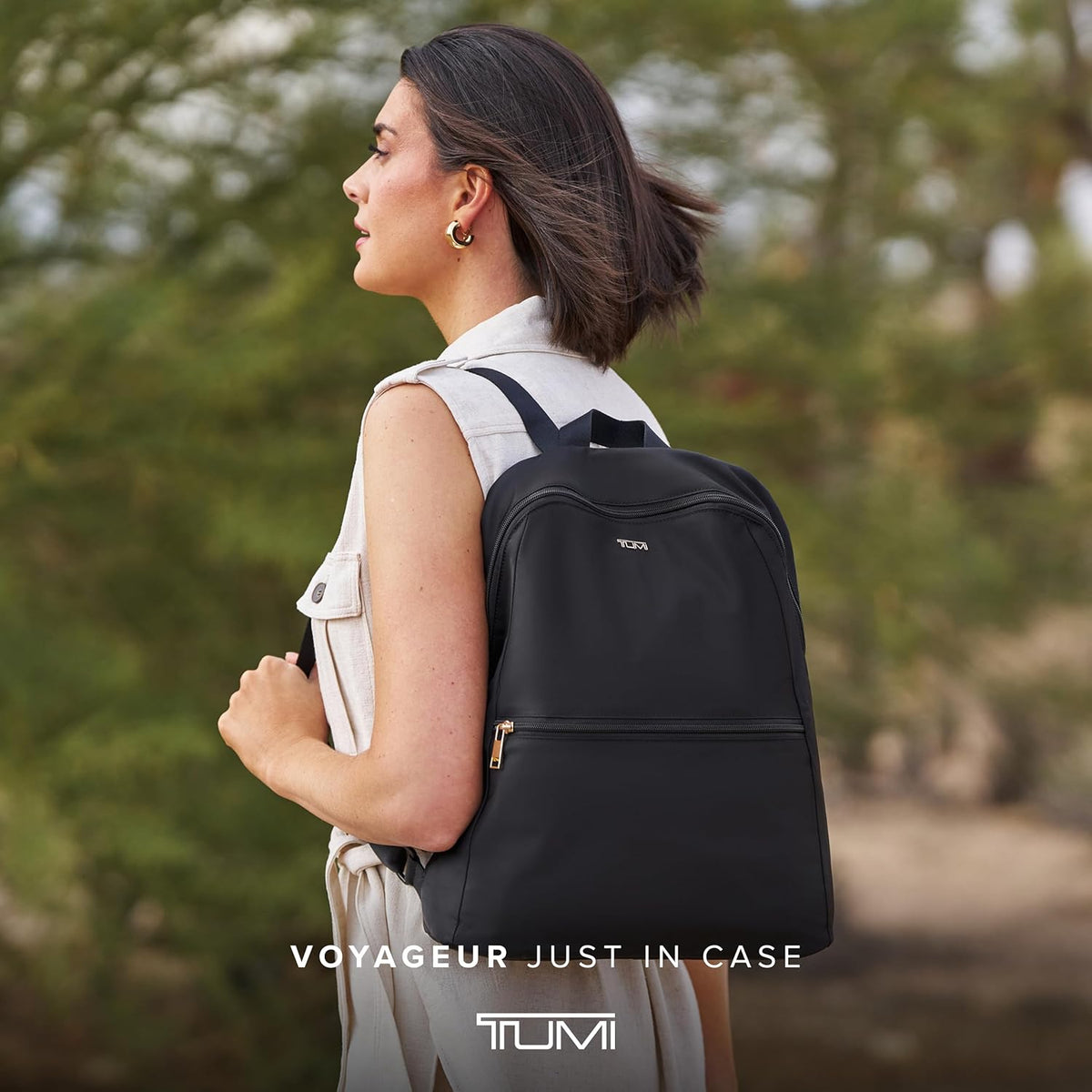 TUMI - Just In Case Foldable Backpack - Lightweight, Compact Travel Backpack - For One Bag Travel - 15.5' X 12.3' X 4.5' - Black with Gold Hardware