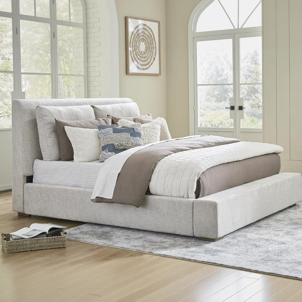Signature Design by Ashley Cabalynn Casual Queen Upholstered Bed, Foundation or Box Spring Needed, Beige