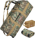 STOVER 45/80/100L Rolling Duffel Bag with Wheels, X-Large Durable Travel Duffle + Toiletry Bag, Heavy Duty, Packable with Shoulder Straps- Use as Luggage or Backpack (Camouflage)