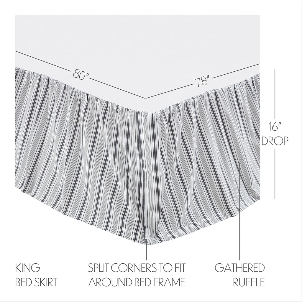 VHC Brands Sawyer Mill Black 8 Piece King Quilt Set (1 Quilt, 2 King Shams, 2 Pillowcase, 2 Euro Shams, 1 Bed Skirt)