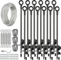 12 Pcs 30' Long Ground Anchors Shed Anchors Kit with 3/16' Galvanized Cable & Turnbuckles & Carabiners, Heavy Duty Earth Anchors for Sheds Trees Trampoline Greenhouse Swing Set Tent.