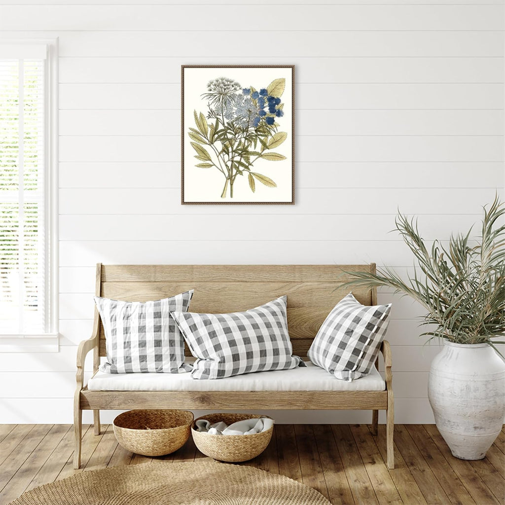 Amanti Art Framed Canvas Wall Art 28x23 Lacy Leaves I, Framed Wall Art Canvas, Flowers Artwork, Traditional Decor, Medium Poster Painting for Living Room, Bedroom, Bathroom, Kitchen, Office or