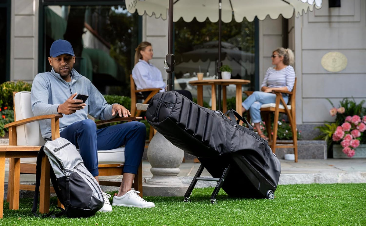 Sun Mountain ClubGlider Meridian Golf Travel Bag, 4-Wheel Rolling Retractable-Leg System, Effortless Travel
