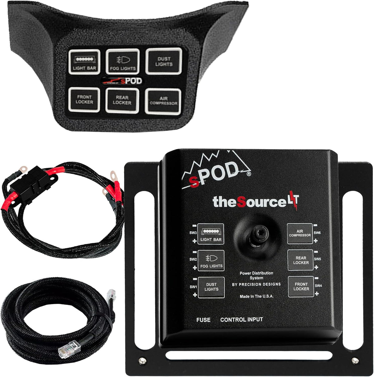 SPOD Source LT W/ Mini 6 Kit for 2022+ Toyota Tundra - 6 Channel Power Management System with Bluetooth App Control, LVCO Battery Protection, Vehicle-Specific Overhead Mounting (36' Battery Cable)