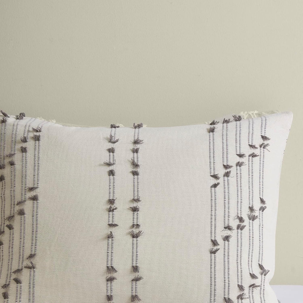 INK+IVY Cotton Duvet Cover King Size - 100% Cotton Duvet Cover Set, Boho Bedding Set for All Seasons Farmhouse Bedding Duvet & Sets with 2 Pillowcase, Jacquard Stripes, Ivory 3 Piece King/Cal King