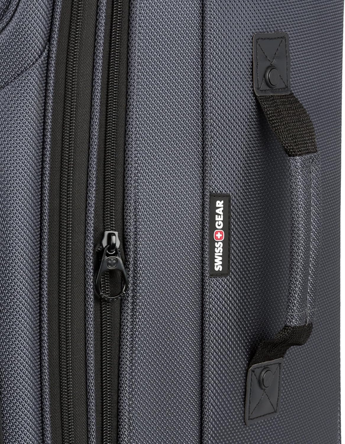 SWISSGEAR Sion Softside Expandable Spinner Luggage Durable Lightweight Travel Suitcase, Dark Grey, Checked-Large