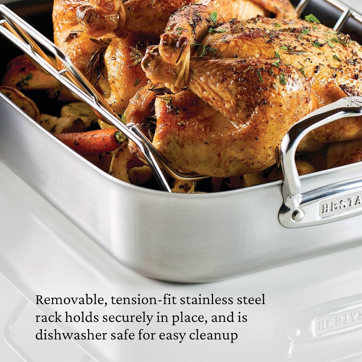 Hestan Provisions – 14.5' Classic Clad Nonstick Roasting Pan with Stainless Steel Rack