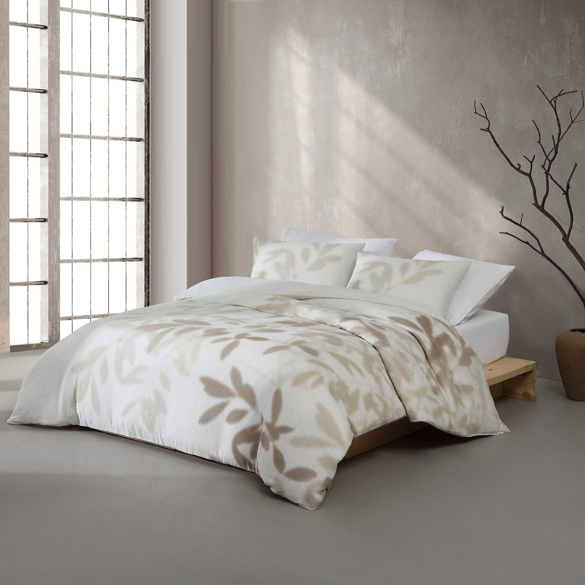 Calvin Klein - Queen Comforter Set, Floral Inspired Soft Bedding with Matching Shams, Oeko-Tex Certified (Shadow Branches Beige, Queen)