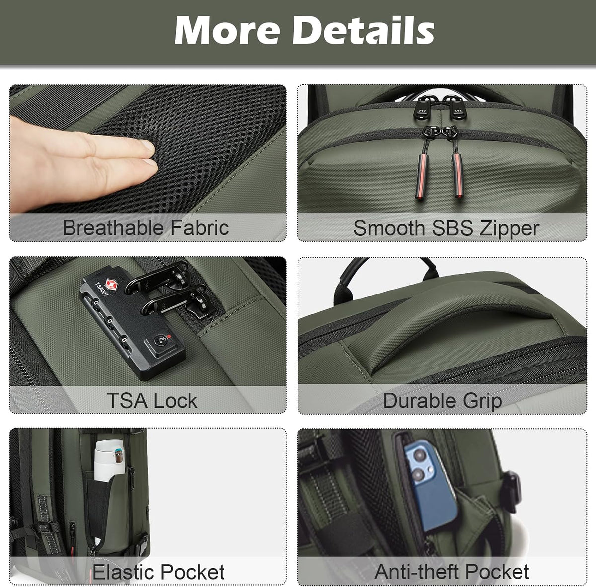 Somago Vacuumable Backpack Expandable Water-resistant Travel Bag with Air Pump Multifunctional Rucksack Backpack with TSA Lock Anti-thief Pocket Fit for 17 Inch Laptop