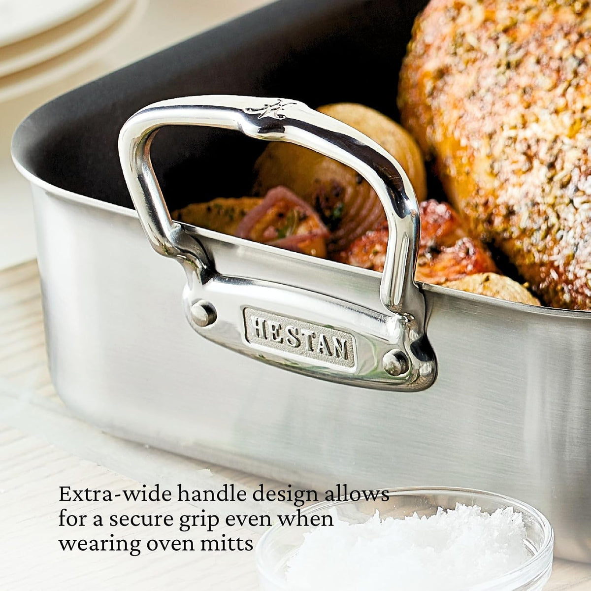 Hestan Provisions – 16.5' Classic Clad Nonstick Roasting Pan with Stainless Steel Rack