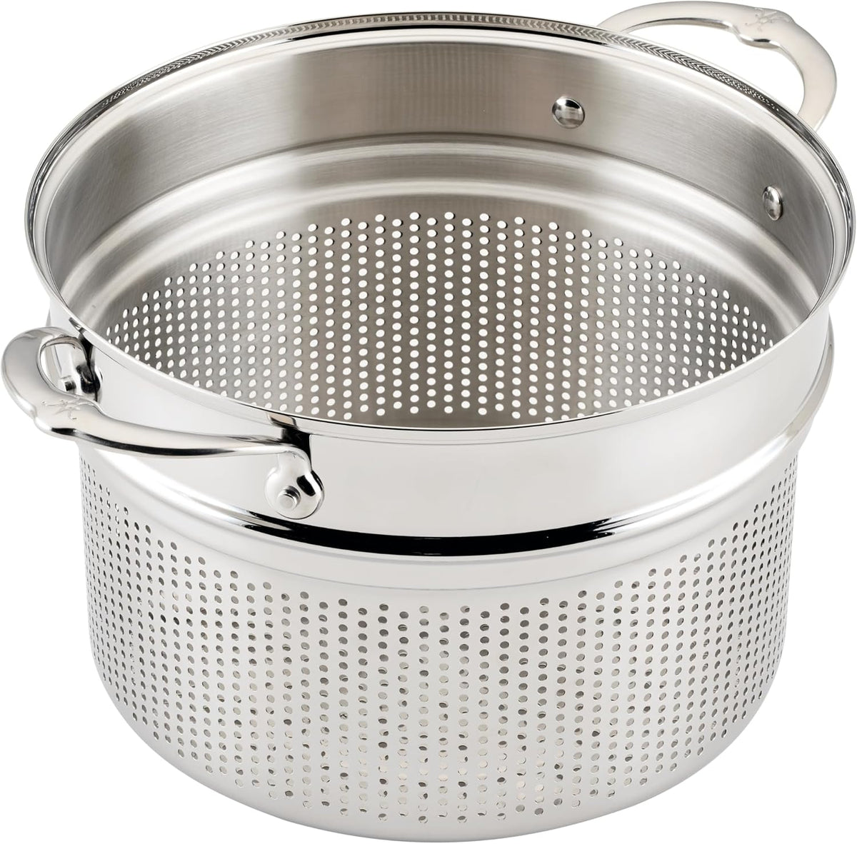 Hestan Provisions 8-Quart Stainless Steel Pasta Insert and Steamer Basket - Fits 8 Qt Stock Pots, 18/10 Stainless Steel, Dishwasher Safe