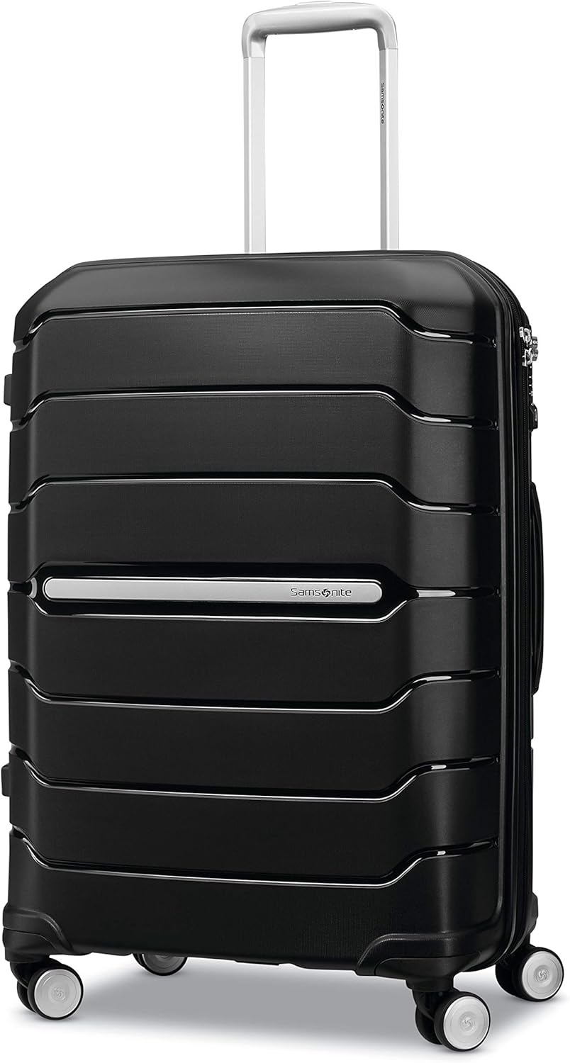Samsonite Freeform 24-Inch Medium Luggage with Dual 360° Spinner Wheels - Checked Suitcase - TSA Lock, Airline-Approved - Durable Polypropylene Expandable Hardshell for Lightweight Travel - Black