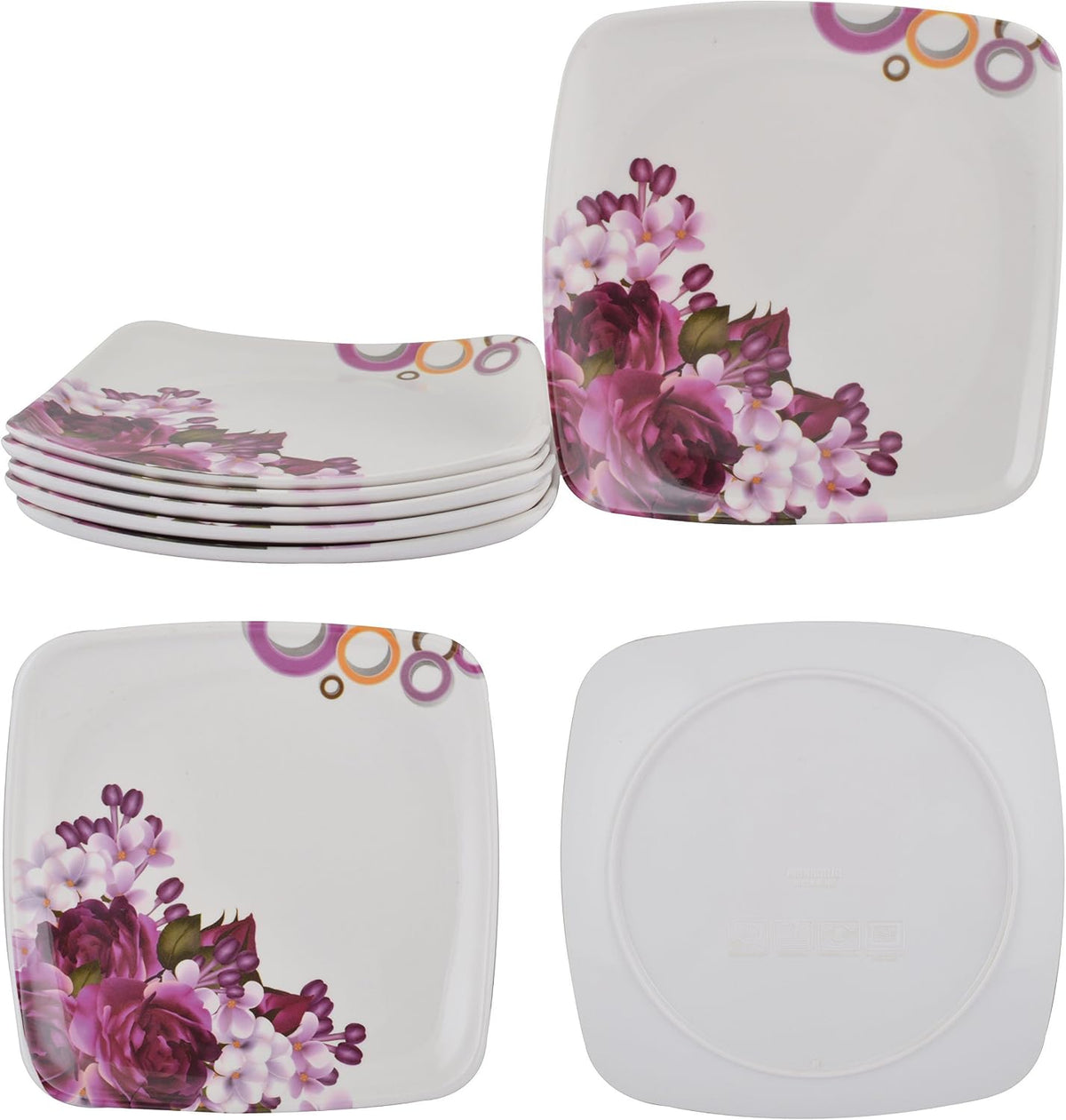 Maharaja Royal Melamine Unbreakable, Microwave Safe Dinner Set (White and Purple) -40 Pieces, Service for 6